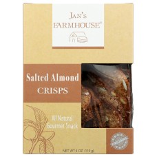 JANS FARMHOUSE: Salted Almond Crisps, 4 oz
