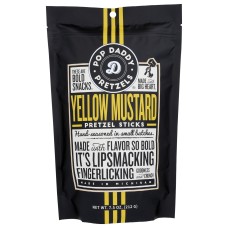 POP DADDY POPCORN & PRETZELS: Yellow Mustard Seasoned Pretzels Sticks, 7.5 oz