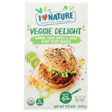 I LOVE NATURE: Quinoa, Swiss Cheese & Leeks Plant Based Burger, 7.05 oz