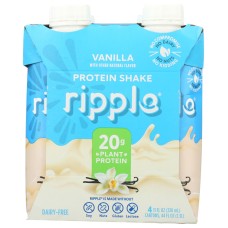RIPPLE: Plant Protein RTD 4Pk Vanilla, 44 fo