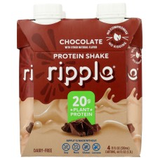 RIPPLE: Plant Protein RTD 4Pk Chocolate, 44 fo