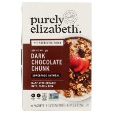 PURELY ELIZABETH: Dark Chocolate Chunk Superfood Oatmeal Multipack With Prebiotic Fiber, 9.12 oz