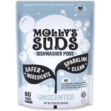 MOLLY SUDS: Unscented Dishwasher Pods, 29.63 oz