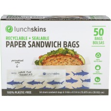 LUNCHSKINS: Paper Sandwich Bag Shark, 50 ct