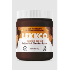 LEKKCO: Caramel Sea Salt Belgian Dark Chocolate Spread, 9.5 oz