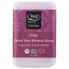 ONE WITH NATURE: Lilac Soap with Dead Sea Minerals Argan Oil and Shea Butter, 7 oz