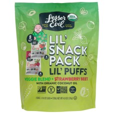 LESSER EVIL: Lil Puffs Snack Pack 8pc, 4.8 oz