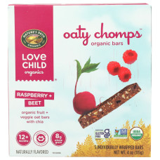 LOVE CHILD ORGANICS: Oaty Chomps Raspberry Beet Snack Bar 5 Count, 4 oz LOVE CHILD ORGANICS: Oaty Chomps Raspberry Beet Snack Bar 5 Count, 4 oz