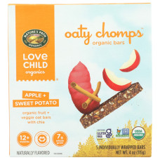 LOVE CHILD ORGANICS: Oaty Chomps Apple Sweet Potato Snack Bar 5 Count, 4 oz LOVE CHILD ORGANICS: Oaty Chomps Apple Sweet Potato Snack Bar 5 Count, 4 oz
