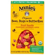 ANNIES HOMEGROWN: Fruit Snk Bees Bugs Btrfl, 4 oz