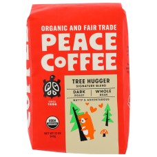 PEACE COFFEE: Coffee Whole Bean Treehug, 12 oz