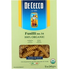 DE CECCO: Pasta Fusilli Org, 12 oz