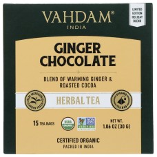 VAHDAM TEAS: Tea Herbl Gingr Choc 15Pc, 1.06 oz