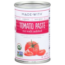 MADE WITH: Organic Tomato Paste No Salt Added, 6 oz