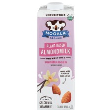 MOOALA: Unsweetened Vanilla Bean Almond Milk, 33.8 fo
