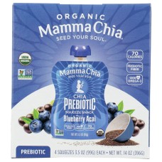 MAMMACHIA: Blueberry Acai Organic Chia Prebiotic Squeeze 4Pk, 14 oz