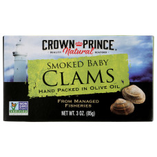 CROWN PRINCE: Smoked Baby Clams in Olive Oil, 3 oz