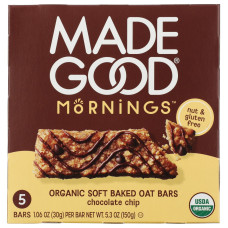 MADEGOOD: Mornings Chocolate Chip Organic Oat Bars, 5.3 oz
