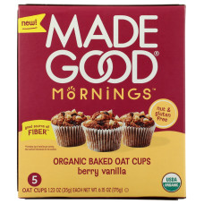 MADEGOOD: Mornings Berry Vanilla Organic Baked Oat Cups, 6.15 oz