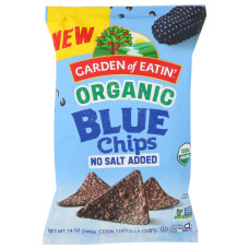 GARDEN OF EATIN: Organic Blue Corn Tortilla Chips No Added Salt, 14 oz GARDEN OF EATIN: Organic Blue Corn Tortilla Chips No Added Salt, 14 oz
