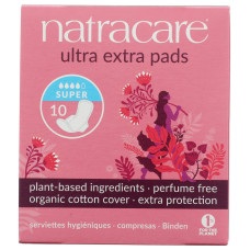 NATRACARE: Ultra Extra Super Pads with Wings, 10 ct NATRACARE: Ultra Extra Super Pads with Wings, 10 ct