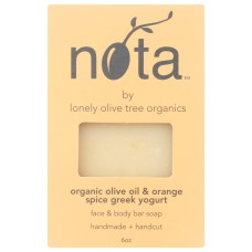 NOTA: Olive Oil Orange Spice Greek Yogurt Soap Bar, 6 oz