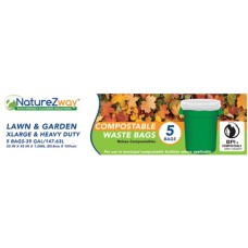 NATUREZWAY: Compostable Waste Bag 39 Gallon 5 Trash Bags, 1 pack