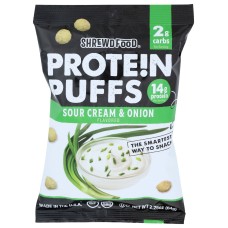 SHREWD FOOD: Protein Puffs Sour Cream and Onion, 2.25 oz
