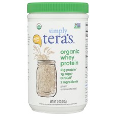 SIMPLY TERAS: Organic Whey Protein Plain Unsweetened, 12 oz