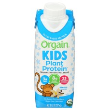 ORGAIN: Kids Plant Protein Shake Vanilla, 8 fo