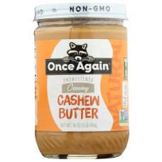 ONCE AGAIN: Cashew Creamy Butter Unsweetened and Salt Free, 16 oz