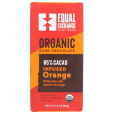 EQUAL EXCHANGE: Organic Dark Chocolate Infused Orange 65 Percent Cacao, 2.8 oz EQUAL EXCHANGE: Organic Dark Chocolate Infused Orange 65 Percent Cacao, 2.8 oz