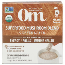 OM MUSHROOMS: Mushroom Coffee Latte Blend, 2.82 oz OM MUSHROOMS: Mushroom Coffee Latte Blend, 2.82 oz