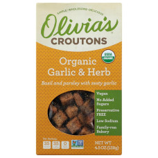 OLIVIAS: Garlic and Herb Croutons, 4.5 oz OLIVIAS: Garlic and Herb Croutons, 4.5 oz