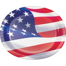 CREATIVE CONVERTING: American Flag Oval Plate, 8 ea