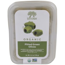 DIVINA: Organic Green Olives Pitted, 4.2 oz