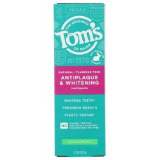 TOMS OF MAINE: Fluoride Free Antiplaque and Whitening Toothpaste Spearmint, 4.5 oz