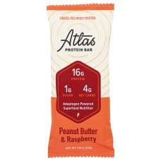 ATLAS BARS: Peanut Butter and Raspberry Protein Bar, 1.9 oz