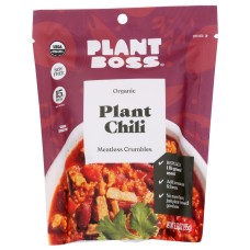 PLANT BOSS: Organic Plant Chili Meatless Crumbles, 3.35 oz