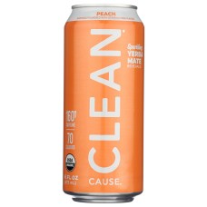 CLEAN CAUSE: Peach Organic Sparkling Yerba Mate, 16 fo