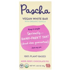 PASCHA: Organic Vegan White Bar Vanilla, 2.82 oz