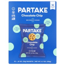 PARTAKE FOODS: Crunchy Chocolate Chip Mini Cookies 10 Count, 6.7 oz