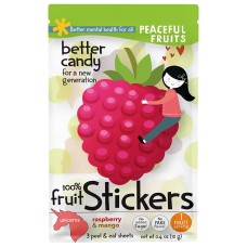 PEACEFUL FRUITS: Mango Raspberry Candy Stickers, 0.4 oz