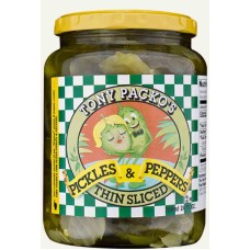TONY PACKOS: Packo Thin Slcd Pickles & Pep, 24 oz