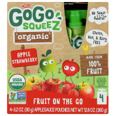 GOGO SQUEEZ: Fruit Blend Snack Organic Apple Strawberry 4Pk, 12.8 oz GOGO SQUEEZ: Fruit Blend Snack Organic Apple Strawberry 4Pk, 12.8 oz