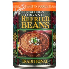 AMYS: Organic Vegetarian Traditional Refried Beans Light In Sodium, 15.4 oz