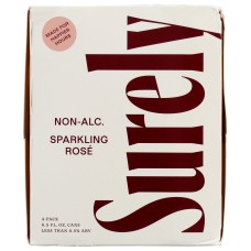 SURELY: Non Alcoholic Sparkling Rose Can 4 Pack, 33.81 fo