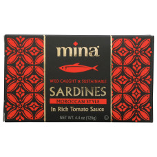 MINA: Sardines Moroccan Style In Rich Tomato Sauce, 4.4 oz
