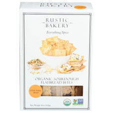 RUSTIC BAKERY: Everything Spice Organic Sourdough Flatbread Bites, 4 oz