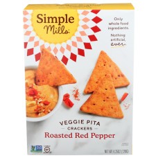 SIMPLE MILLS: Roasted Red Pepper Veggie Pita Crackers, 4.25 oz